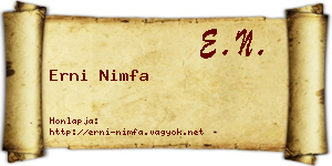 Erni Nimfa névjegykártya